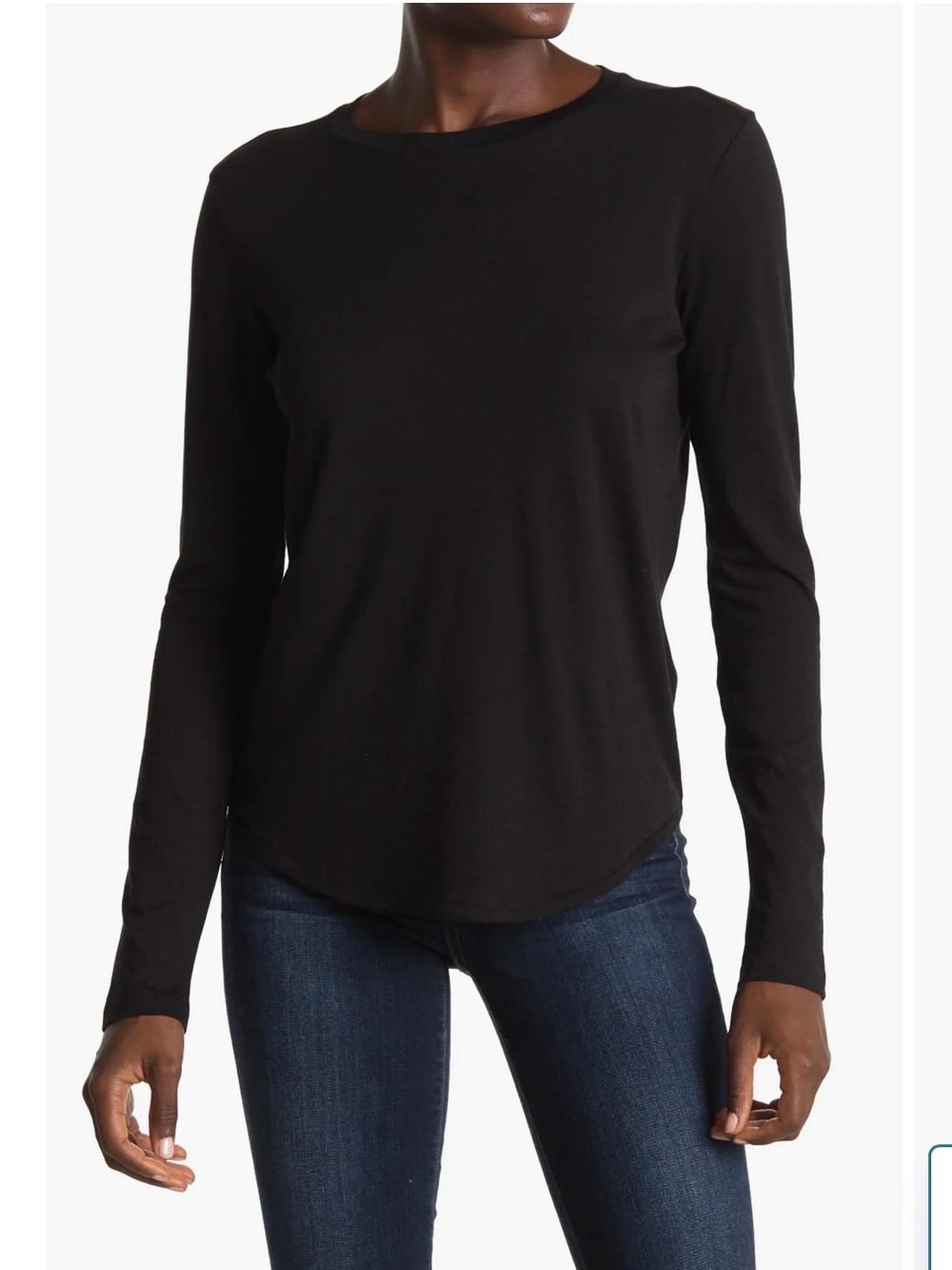 Vince Classic Black Long-Sleeve Crewneck Top